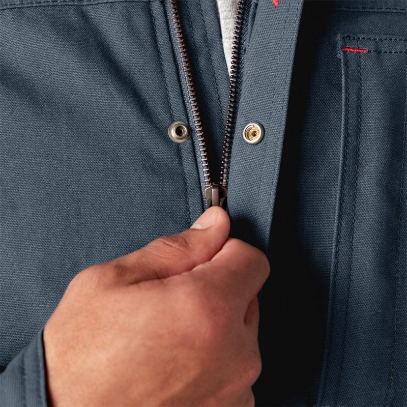 Blue Dickies Waxed Canvas Chore Men's Jacket | 149-PSQYIO