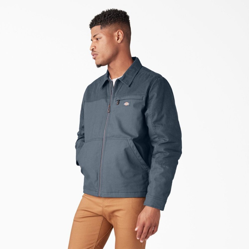 Blue Dickies Waxed Canvas Service Men's Jacket | 926-BHMDSO