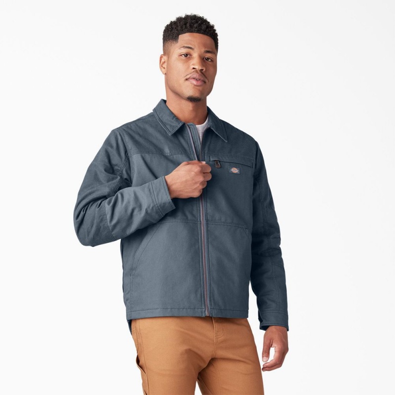 Blue Dickies Waxed Canvas Service Men's Jacket | 926-BHMDSO