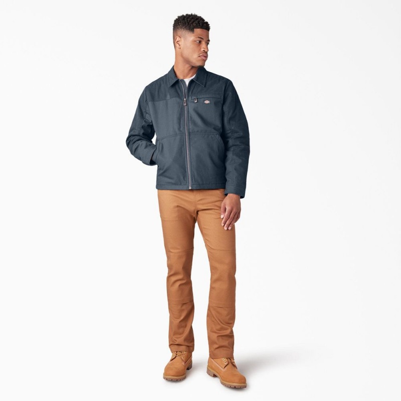 Blue Dickies Waxed Canvas Service Men's Jacket | 926-BHMDSO