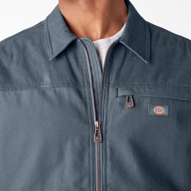 Blue Dickies Waxed Canvas Service Men's Jacket | 926-BHMDSO