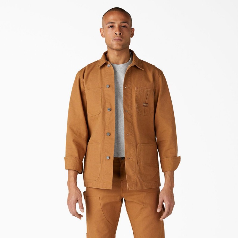 Brown Dickies 1922 Duck Chore Men\'s Jacket | 573-JIQHYO