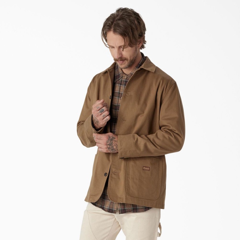 Brown Dickies 1922 Herringbone Men's Jacket | 362-MQDGSU