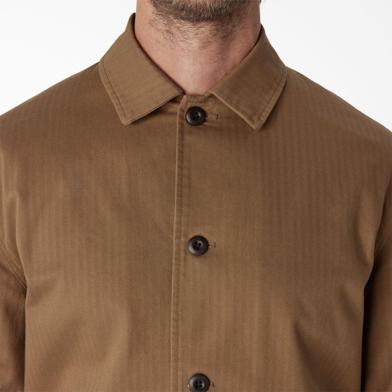 Brown Dickies 1922 Herringbone Men's Jacket | 362-MQDGSU