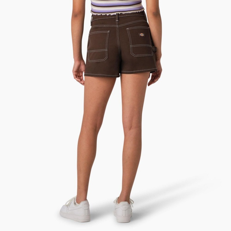 Brown Dickies Carpenter Women's Shorts | 094-VOYNSZ