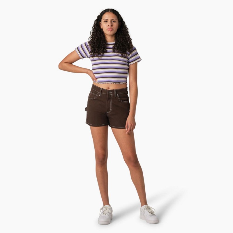 Brown Dickies Carpenter Women's Shorts | 094-VOYNSZ