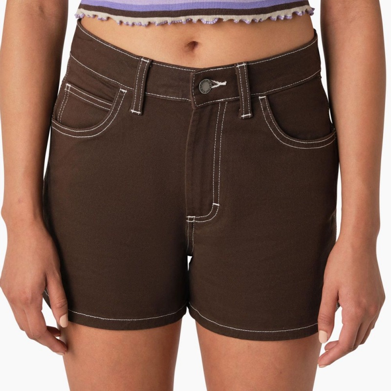 Brown Dickies Carpenter Women's Shorts | 094-VOYNSZ