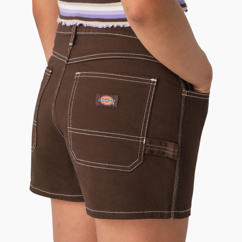 Brown Dickies Carpenter Women's Shorts | 094-VOYNSZ