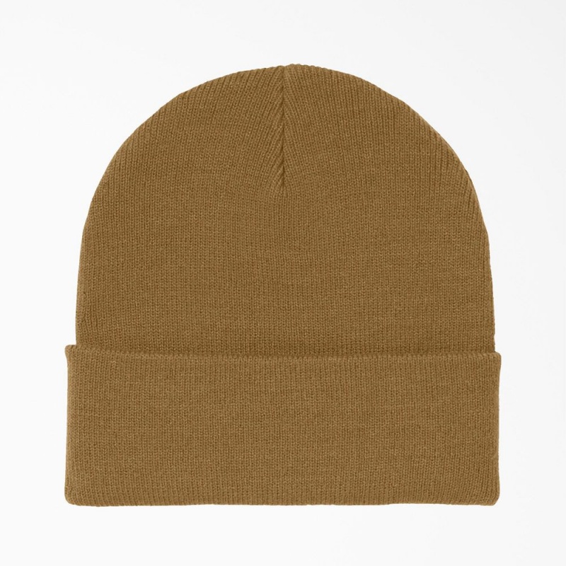 Brown Dickies Cuffed Knit Men's Beanie | 378-CVTWEU