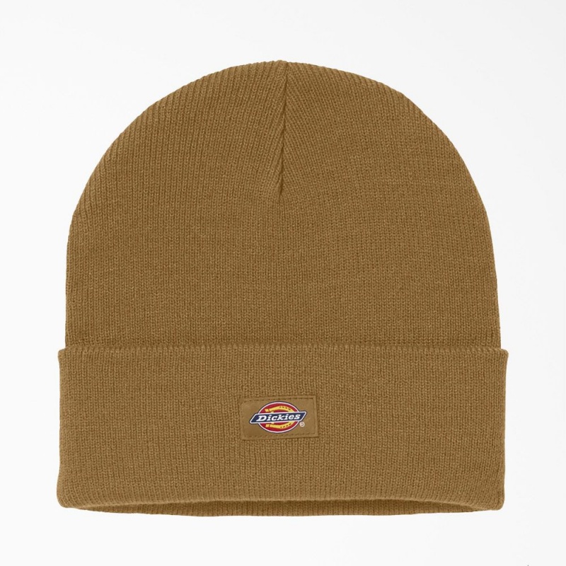 Brown Dickies Cuffed Knit Women\'s Beanie | 469-GXEUYB