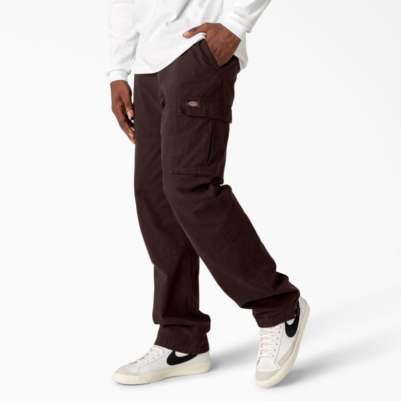 Brown Dickies Double Knee Canvas Men's Cargo Pants | 785-XMLZAV