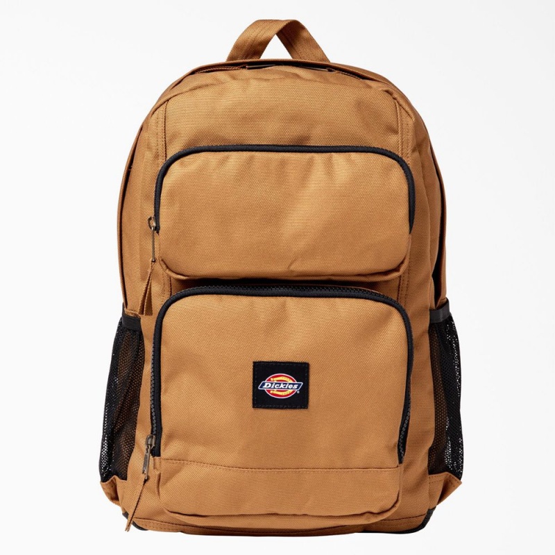 Brown Dickies Double Pocket Men\'s Backpack | 621-QPEHNM