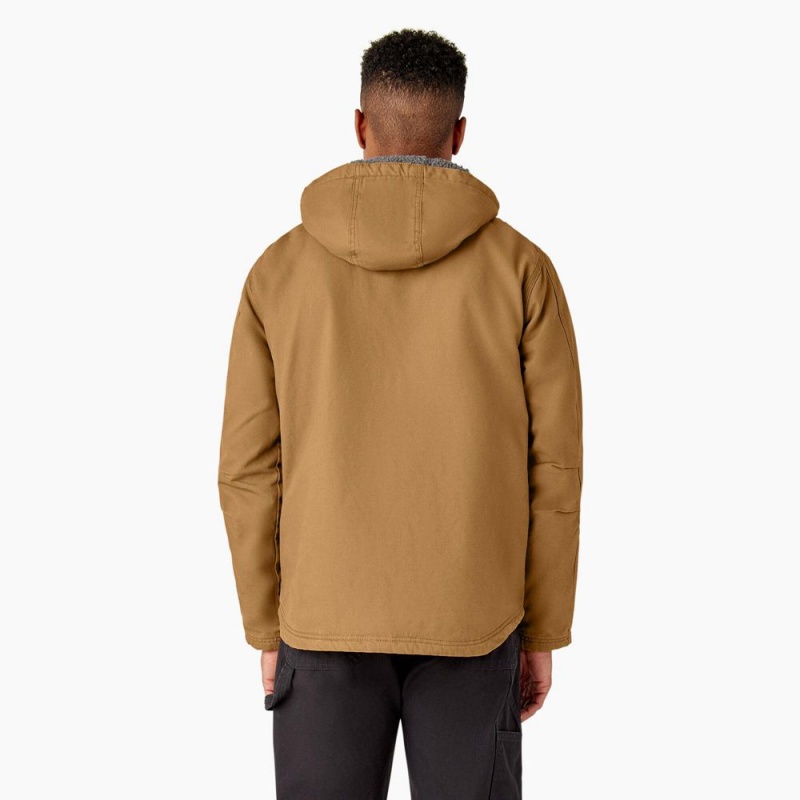 Brown Dickies Duck Canvas High Pile Fleece Lined Men's Jacket | 021-KDBSCL