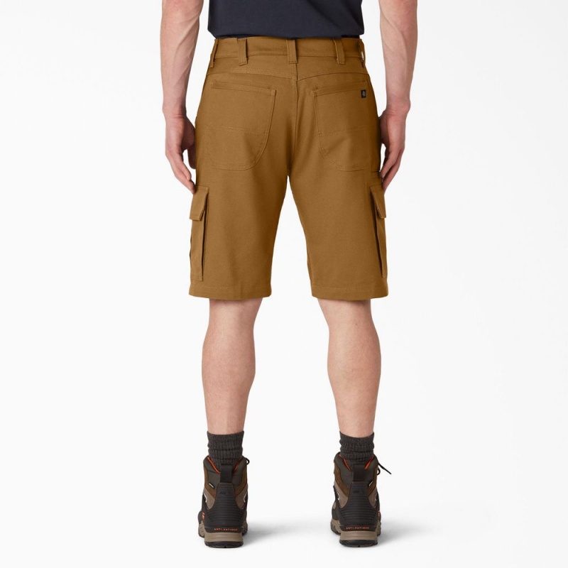 Brown Dickies DuraTech Ranger Relaxed Fit Duck Men's Shorts | 735-QHNTLR