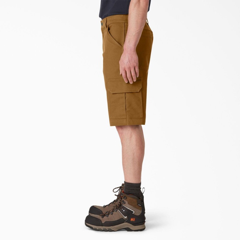 Brown Dickies DuraTech Ranger Relaxed Fit Duck Men's Shorts | 735-QHNTLR