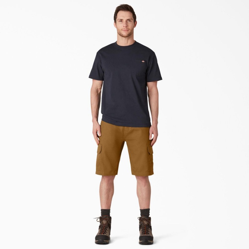 Brown Dickies DuraTech Ranger Relaxed Fit Duck Men's Shorts | 735-QHNTLR