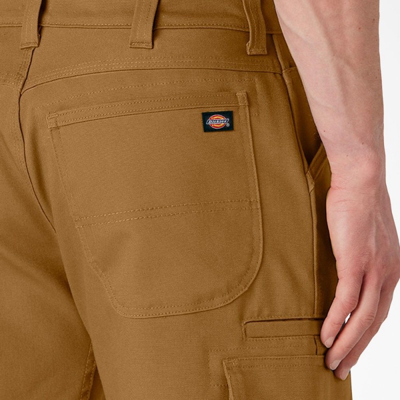 Brown Dickies DuraTech Ranger Relaxed Fit Duck Men's Shorts | 735-QHNTLR