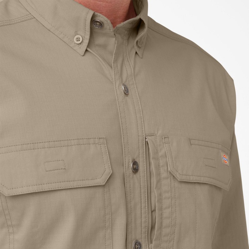 Brown Dickies DuraTech Ranger Ripstop Men's Shirt | 892-RDMQZO