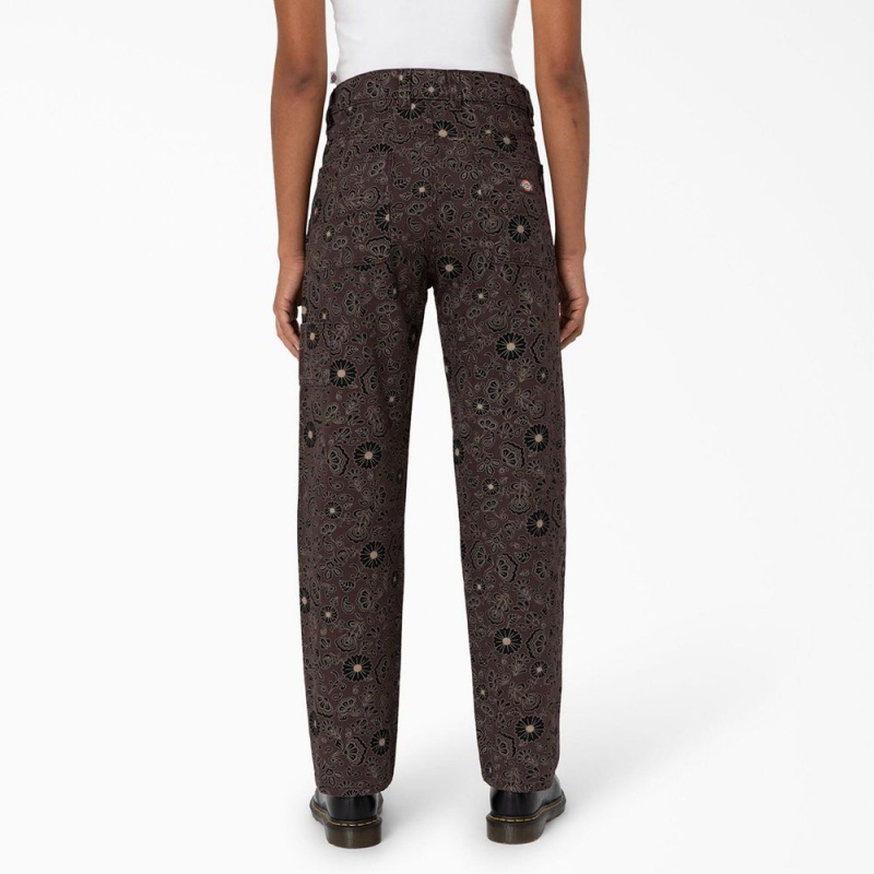 Brown Dickies Ellis Floral Duck Canvas Women's Pants | 891-VXDCUL