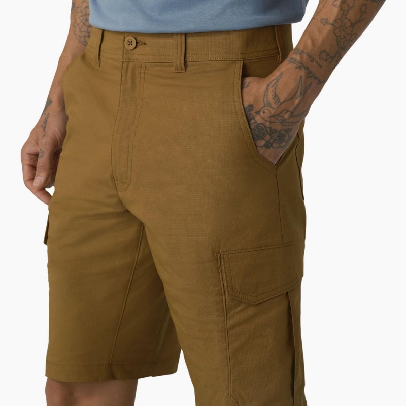 Brown Dickies FLEX Cooling Regular Fit Cargo Men's Shorts | 982-GVBCWK