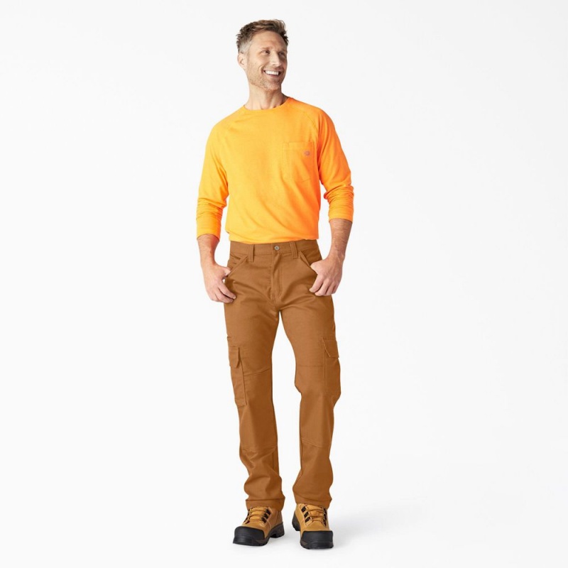 Brown Dickies FLEX DuraTech Relaxed Fit Duck Men's Cargo Pants | 178-PQLTXA