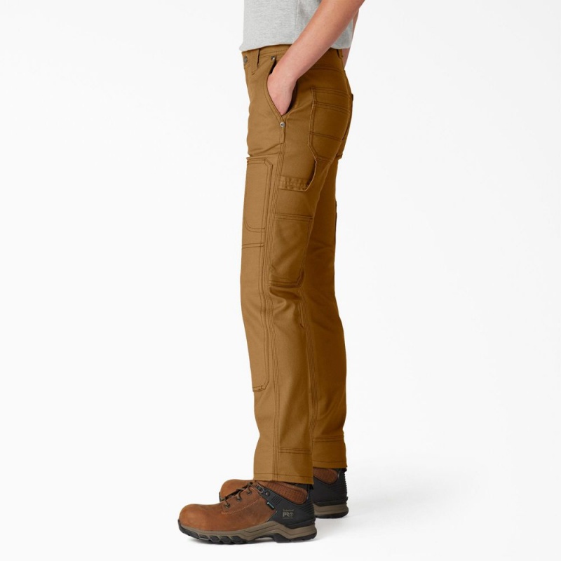 Brown Dickies FLEX DuraTech Straight Fit Women's Pants | 791-MKOZLN