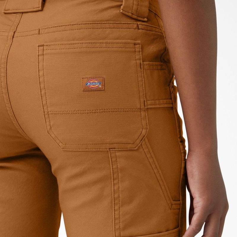 Brown Dickies FLEX DuraTech Straight Fit Women's Shorts | 071-JWFZLI