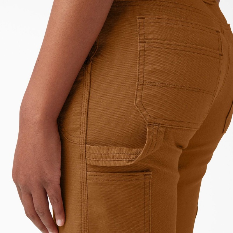 Brown Dickies FLEX DuraTech Straight Fit Women's Shorts | 071-JWFZLI