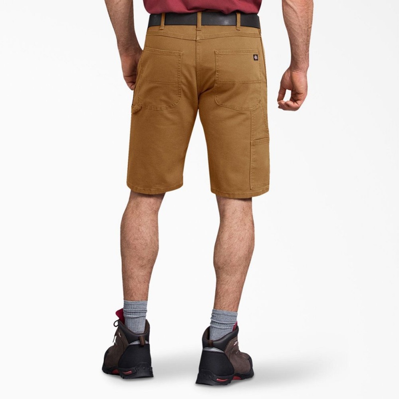 Brown Dickies FLEX Regular Fit Duck Carpenter Men's Shorts | 327-XGCBUM