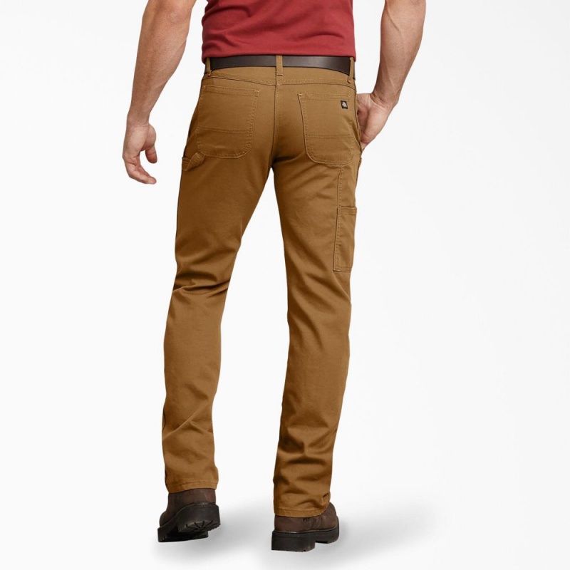 Brown Dickies FLEX Regular Fit Duck Carpenter Men's Pants | 702-DURTYC