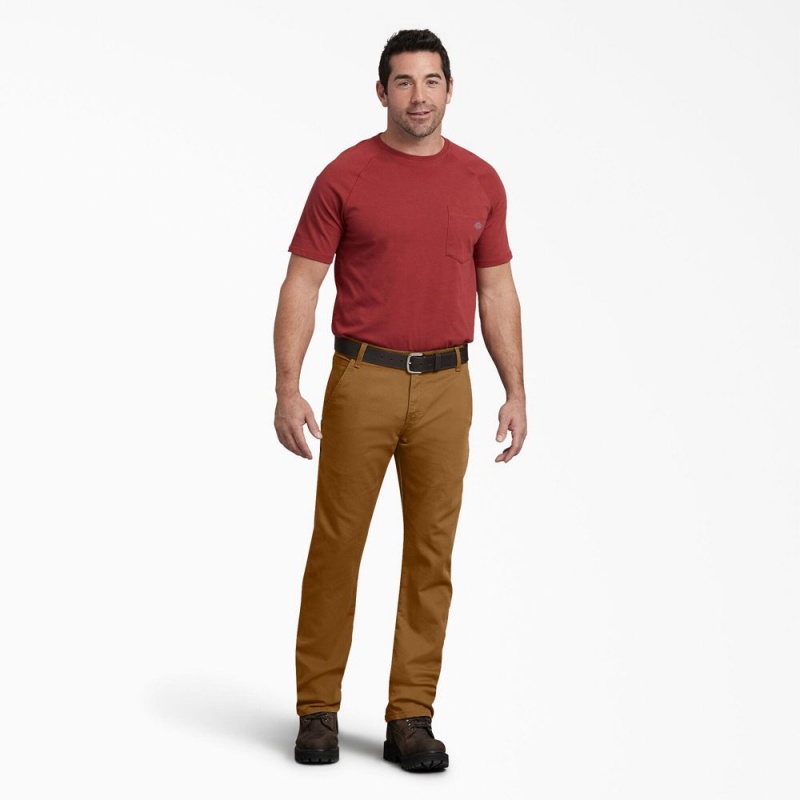 Brown Dickies FLEX Regular Fit Duck Carpenter Men's Pants | 702-DURTYC