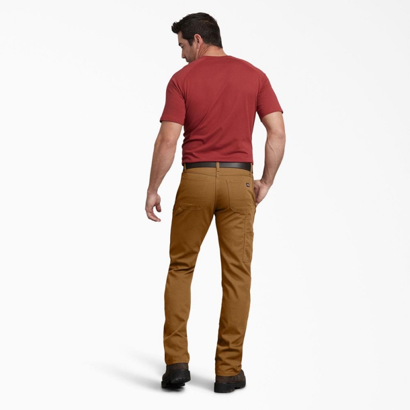 Brown Dickies FLEX Regular Fit Duck Carpenter Men's Pants | 702-DURTYC