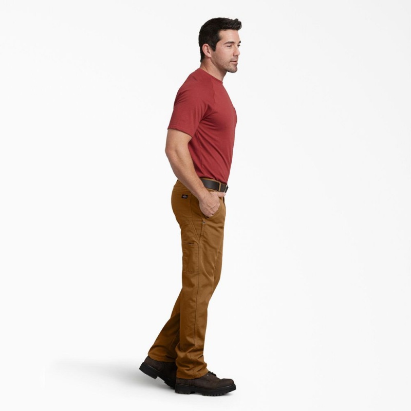 Brown Dickies FLEX Regular Fit Duck Carpenter Men's Pants | 702-DURTYC