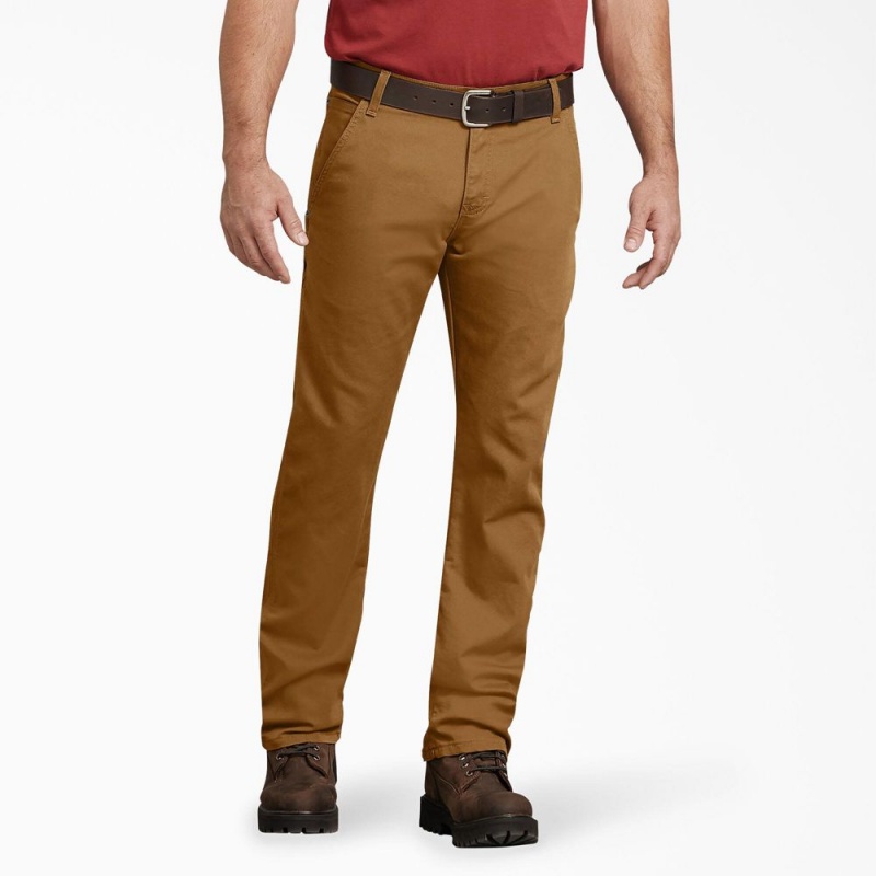 Brown Dickies FLEX Regular Fit Duck Carpenter Men\'s Pants | 702-DURTYC