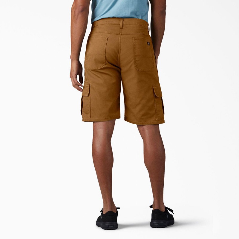 Brown Dickies FLEX Relaxed Fit Duck Cargo Men's Shorts | 937-HRAOFT