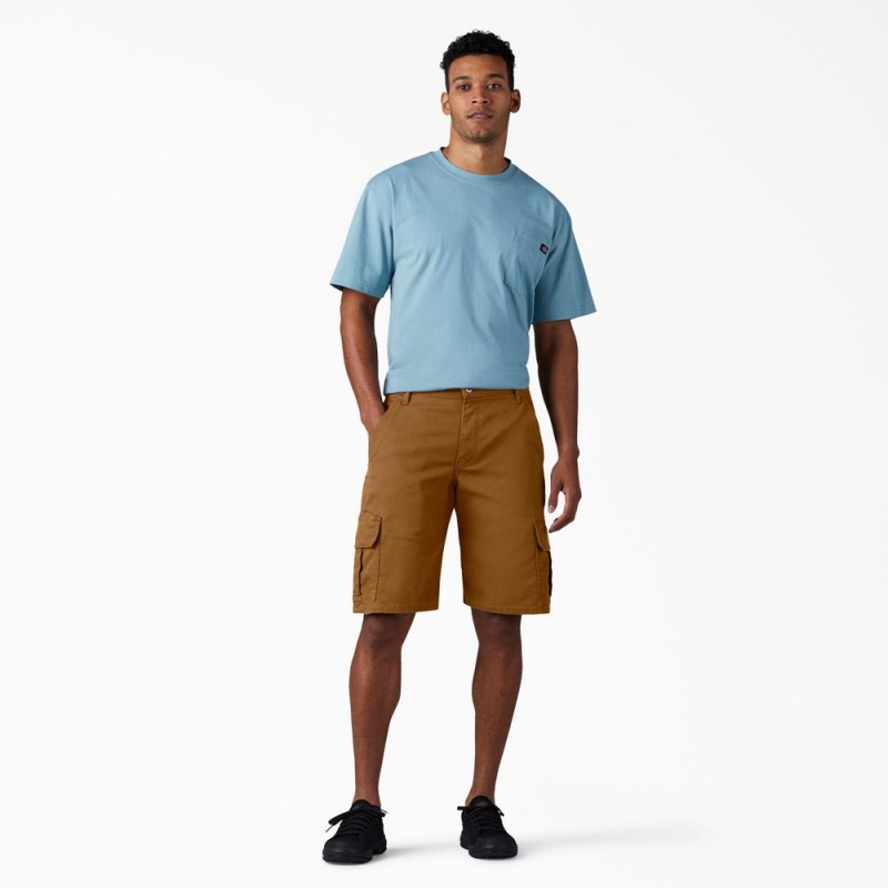 Brown Dickies FLEX Relaxed Fit Duck Cargo Men's Shorts | 937-HRAOFT