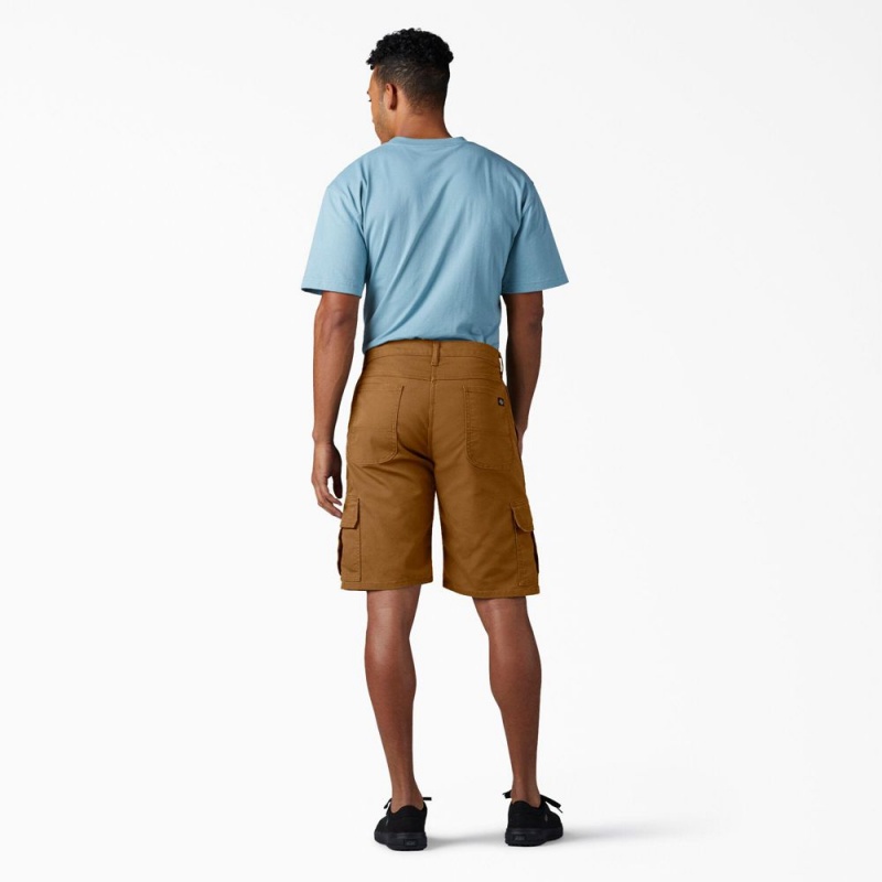 Brown Dickies FLEX Relaxed Fit Duck Cargo Men's Shorts | 937-HRAOFT