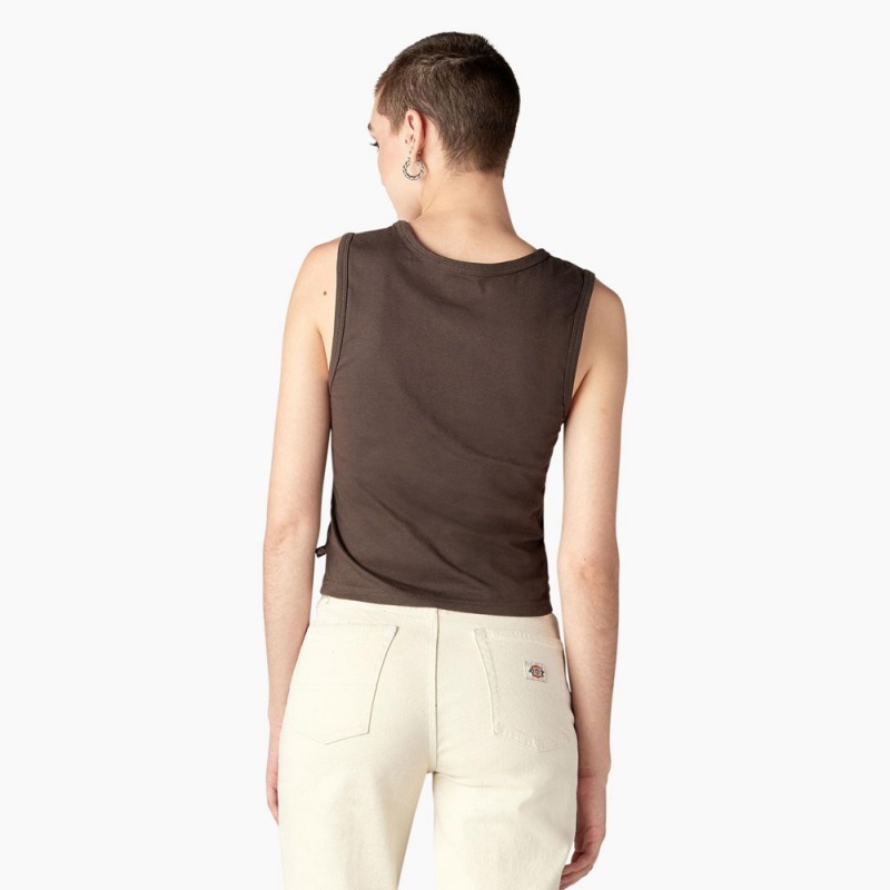 Brown Dickies Graphic Women's Tank Top | 978-NPLCGJ