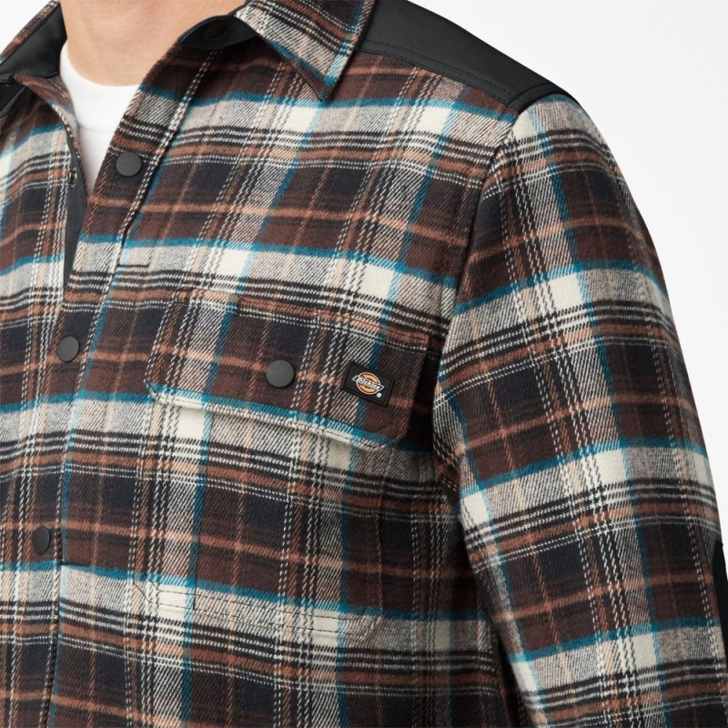 Brown Dickies Heavyweight Brawny Flannel Men's Shirt | 186-OBMVNS