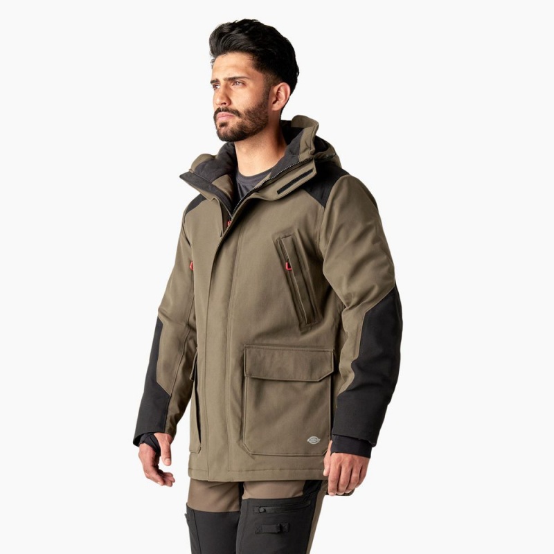 Brown Dickies Insulated Parka Men's Jacket | 968-VWYQRA