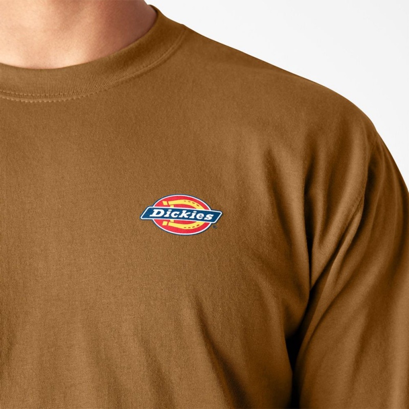 Brown Dickies Long Sleeve Workwear Graphic Men's T-Shirt | 927-UOREAH