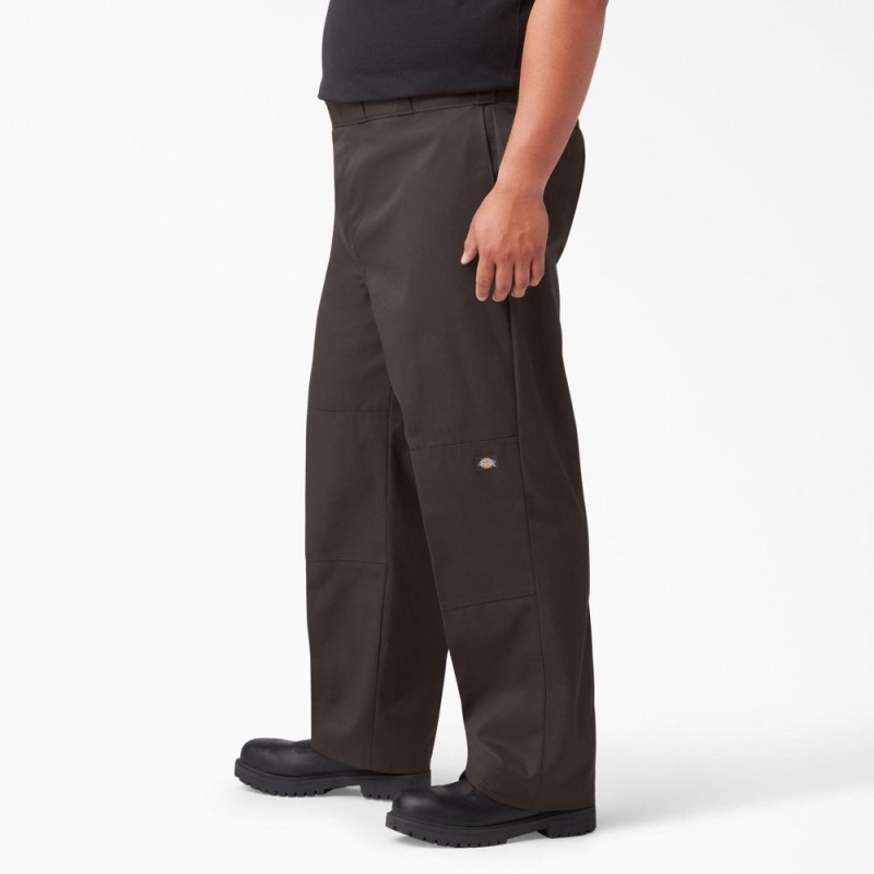 Brown Dickies Loose Fit Double Knee Men's Work Pants | 950-KQITGJ