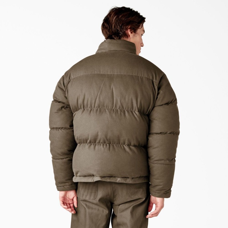 Brown Dickies Lucas Fully Waxed Puffer Men's Jacket | 863-UGKCRY