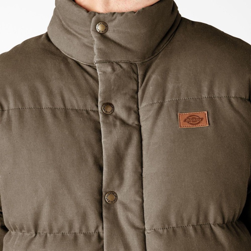 Brown Dickies Lucas Fully Waxed Puffer Men's Jacket | 863-UGKCRY