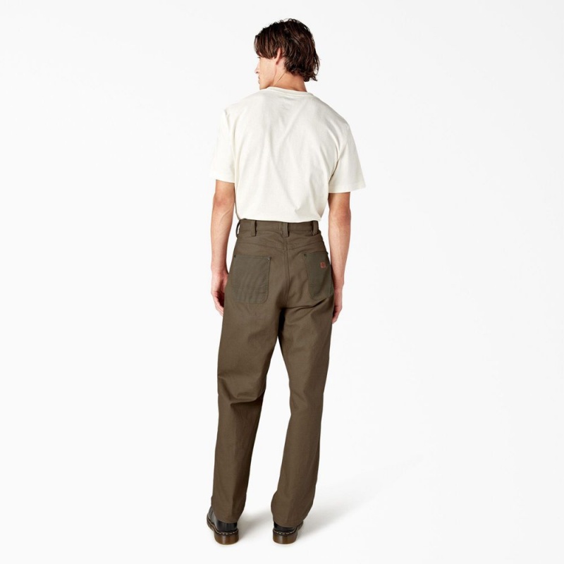 Brown Dickies Lucas Waxed Canvas Double Knee Men's Pants | 675-HCVGOQ