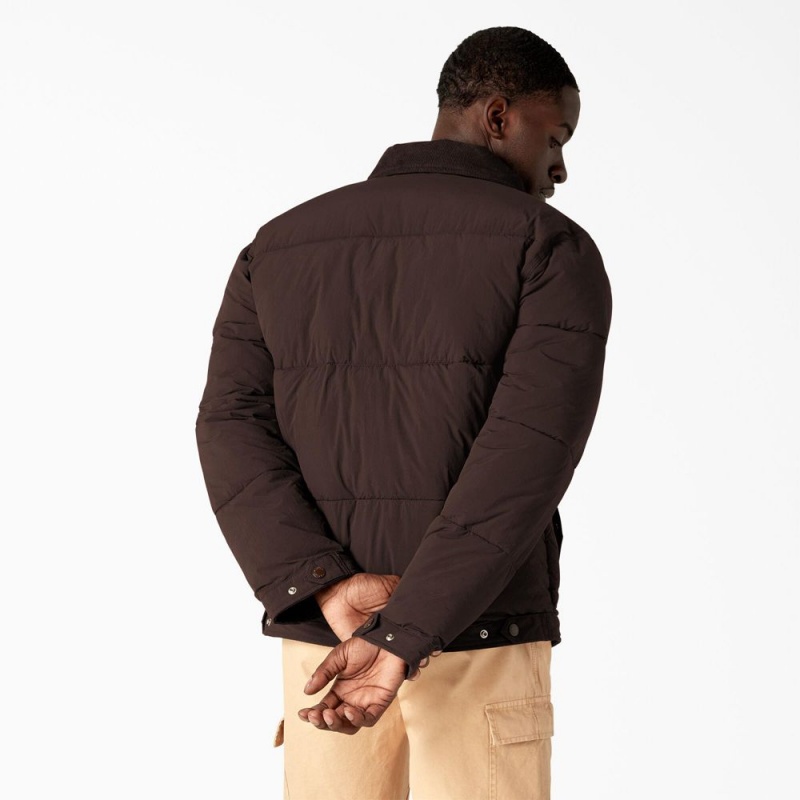 Brown Dickies Overbrook Puffer Men's Jacket | 461-ALHCPS