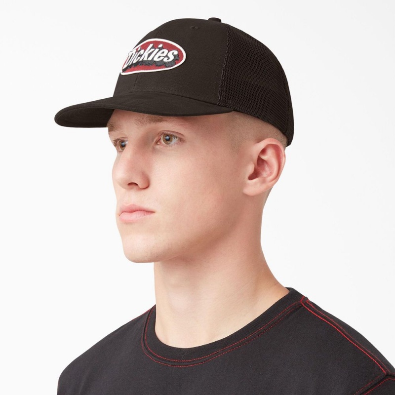 Brown Dickies Patch Logo Trucker Men's Cap | 596-ENTZOY