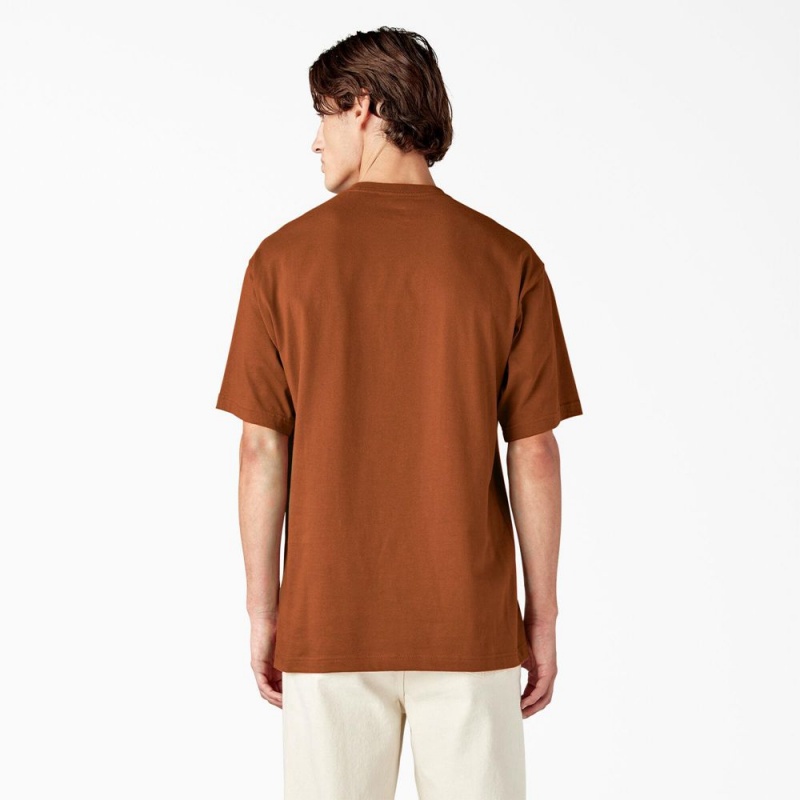 Brown Dickies Paxico Graphic Men's T-Shirt | 826-JZDALC