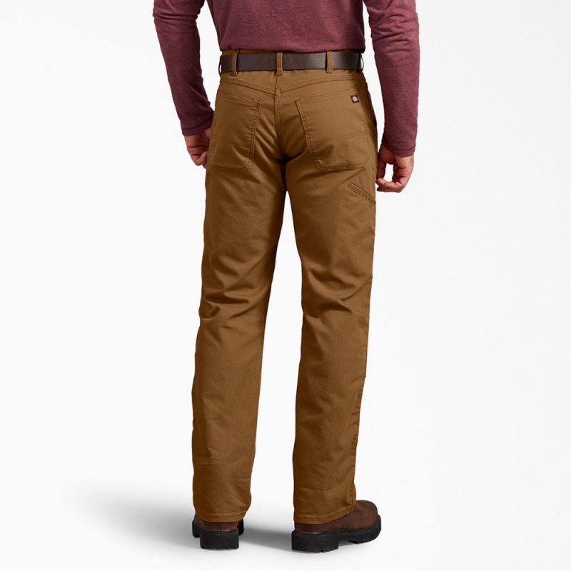 Brown Dickies Regular Fit Duck Double Knee Men's Pants | 853-RLKMCX