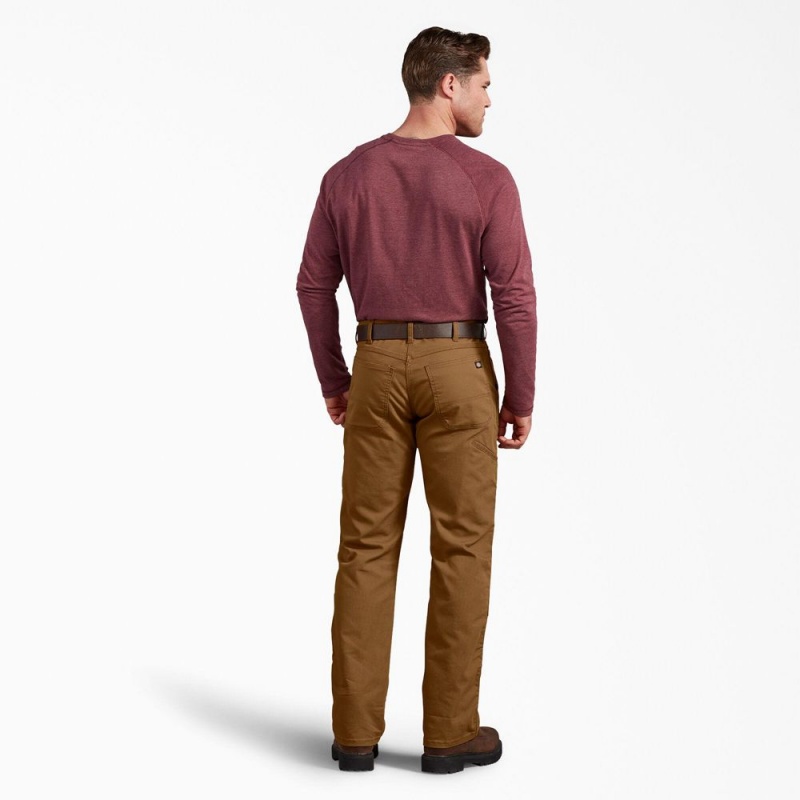 Brown Dickies Regular Fit Duck Double Knee Men's Pants | 853-RLKMCX